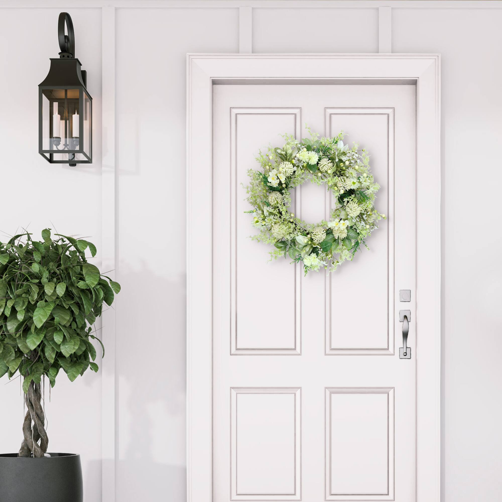 26" Artificial Echinops Chrysanthethemum & Daisy Floral Spring Wreath